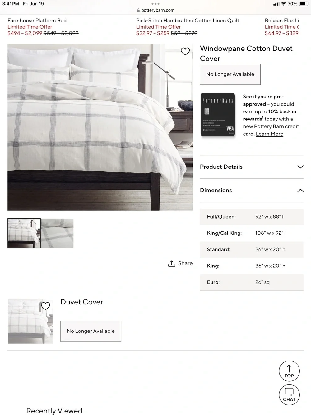 NWT Pottery Barn Windowpane king duvet cover❤️❤️❤️❤️